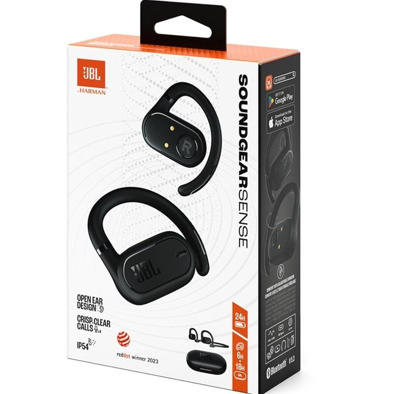 Auscultadores JBL Soundgear Sense Bluetooth com Estojo de Carregamento / 8h de Autonomia / Preto