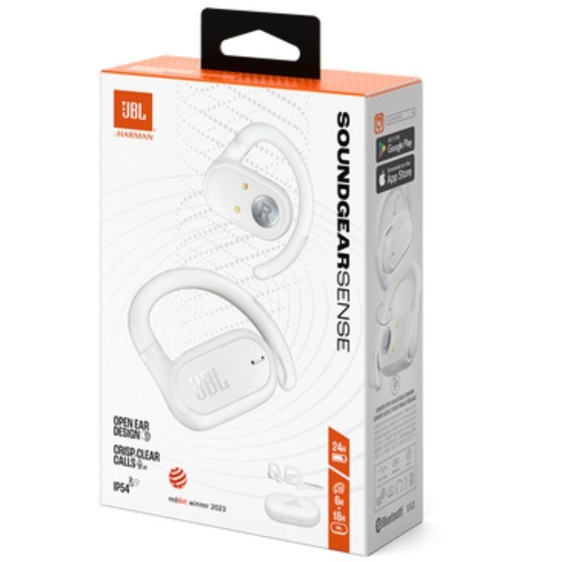 Auscultadores JBL Soundgear Sense Bluetooth com Estojo de Carregamento / 8h de Autonomia / Branco