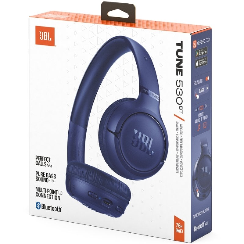 Auscultadores sem Fios JBL Tune 530BT / com Microfone / Bluetooth / Azuis