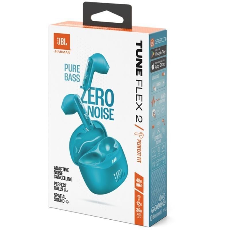 Auscultadores JBL Tune Flex 2 Bluetooth com Estojo de Carregamento / 12h de Autonomia / Azul Turque…