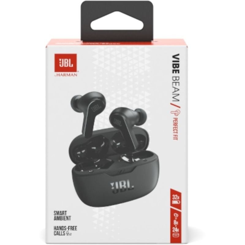 Auscultadores Bluetooth JBL Vibe Beam com Estojo de Carregamento / Autonomia de 8 Horas / Preto