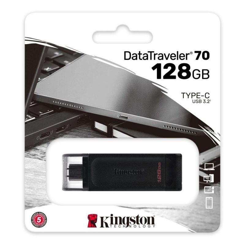 Unidade Flash USB Tipo C Kingston Datatraveler 70 de 128 GB