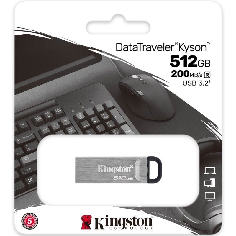 Unidade Flash USB 3.2 Kingston Datatraveler Kyson USB 3.2 de 512 GB