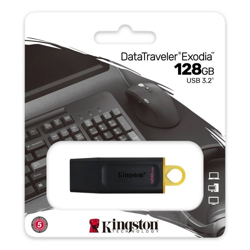 Unidade Flash USB 3.2 Kingston Datatraveler Exodia 128GB USB 3.2