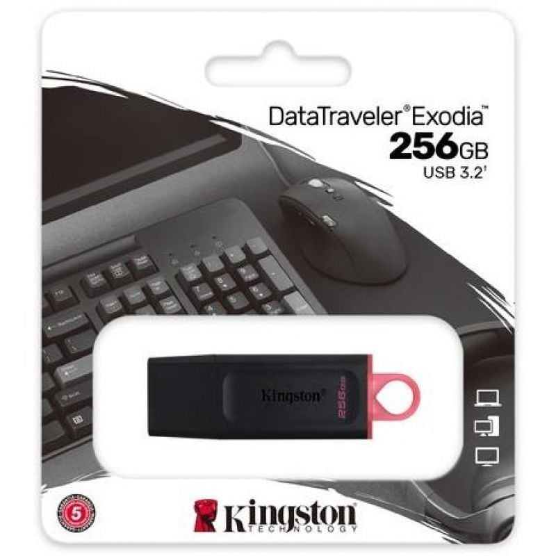 Unidade Flash Kingston Datatraveler Exodia USB 3.2 256GB USB 3.2