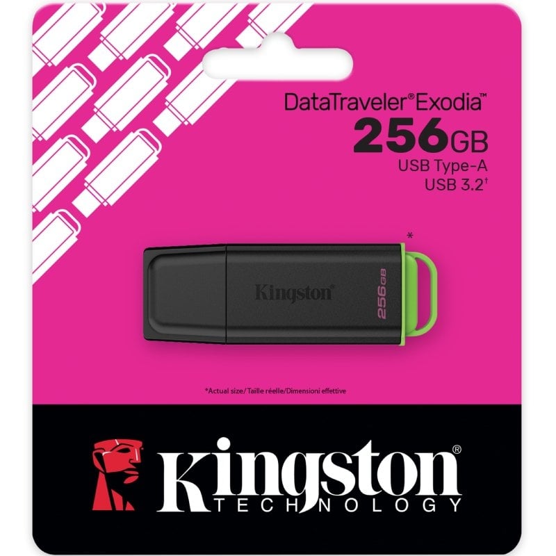 Unidade Flash USB 3.2 Kingston Datatraveler Exodia Gen2 256GB USB 3.2