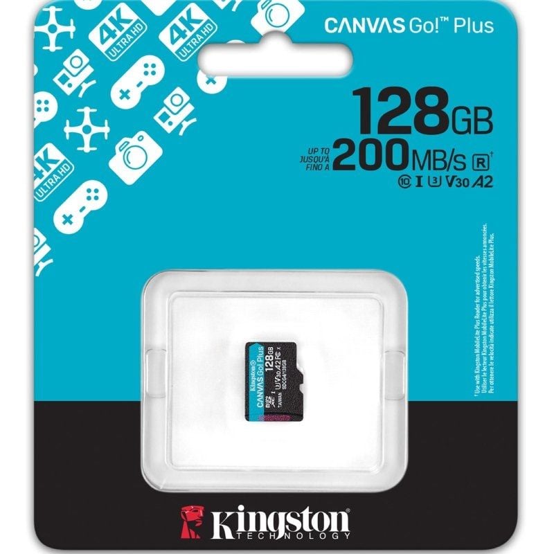 Cartão de Memória Microsd XC Kingston CANVAS Select Plus 128GB / Classe 10 / 200mbs