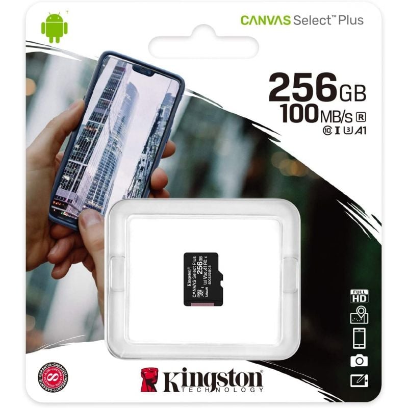 Cartão de Memória Microsd XC Kingston CANVAS Select Plus 256GB / Classe 10 / 100mbs