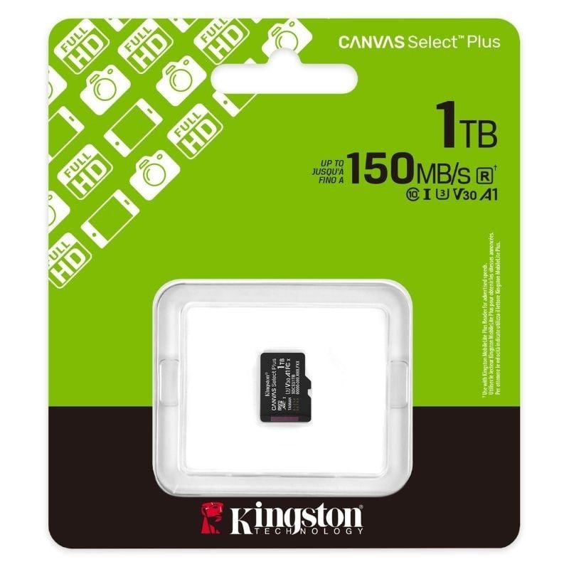 Cartão de Memória Kingston CANVAS Select Plus 1TB Microsd XC / Classe 10 / 150mbs