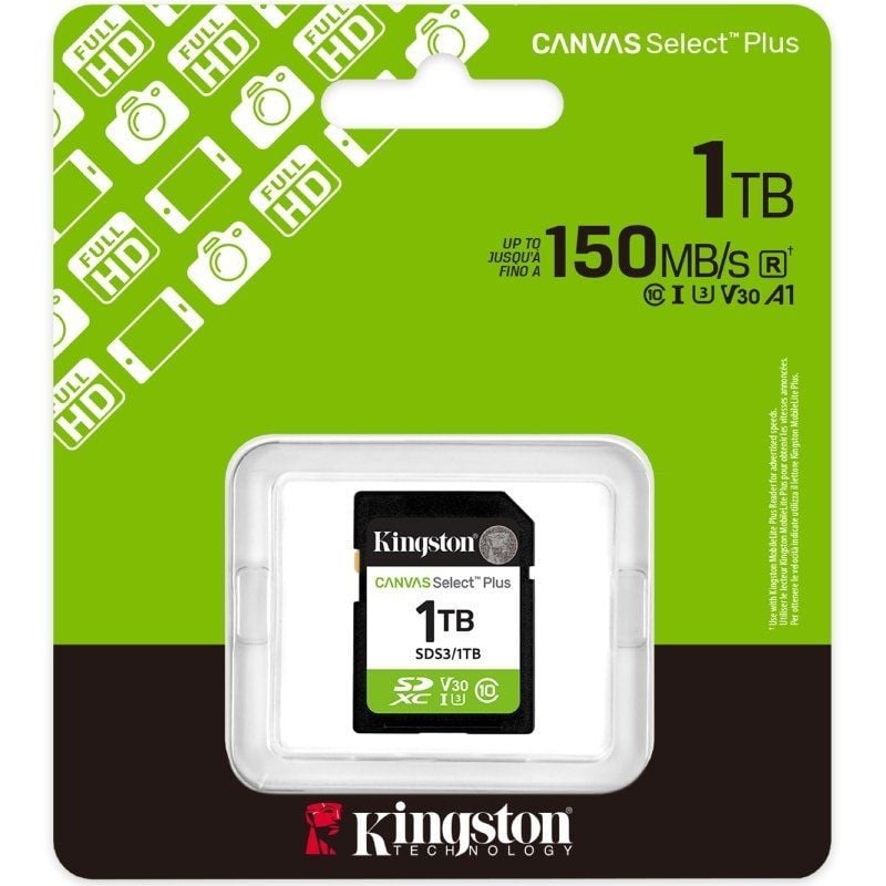 Cartão de Memória Kingston CANVAS Select Plus 1TB SD XC / Classe 10 / 150mbs