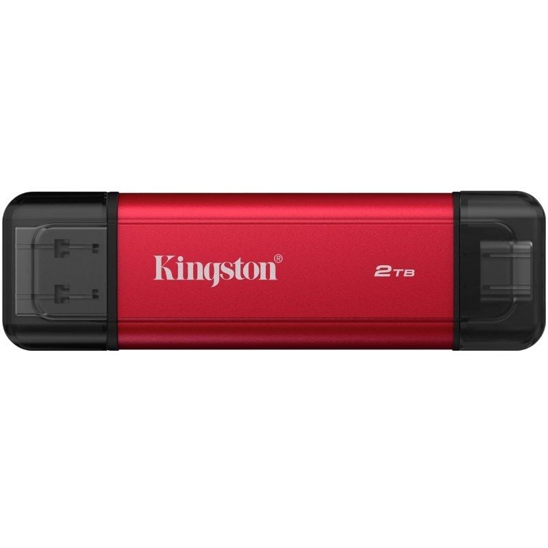 SSD Externo Kingston Dual Portable SSD 2TB / USB Tipo C e USB 3.2 / Vermelho