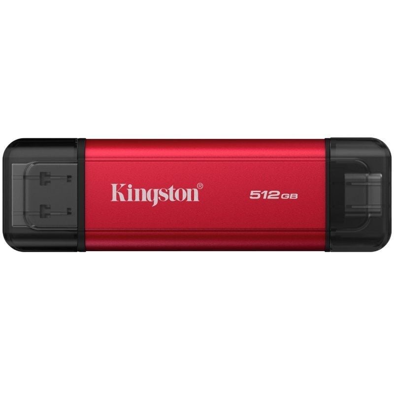 SSD Duplo Portátil da Kingston SSD Externo de 512 GB / USB Tipo C e USB 3.2 / Vermelho