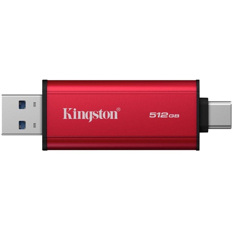 SSD Duplo Portátil da Kingston SSD Externo de 512 GB / USB Tipo C e USB 3.2 / Vermelho