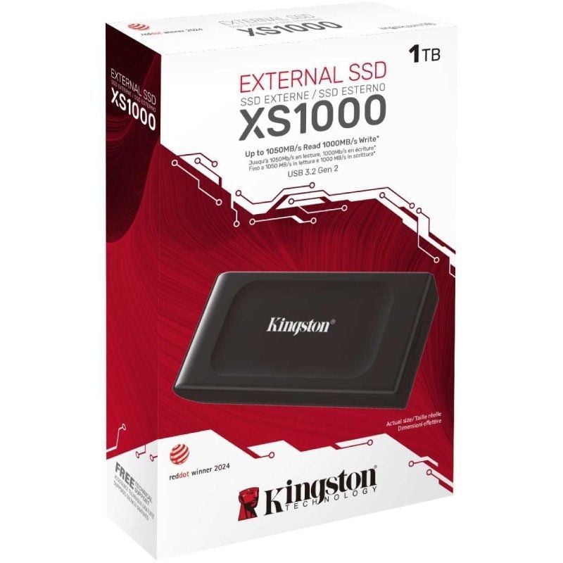 SSD Externo Kingston XS1000 1TB / USB 3.2 / Preto