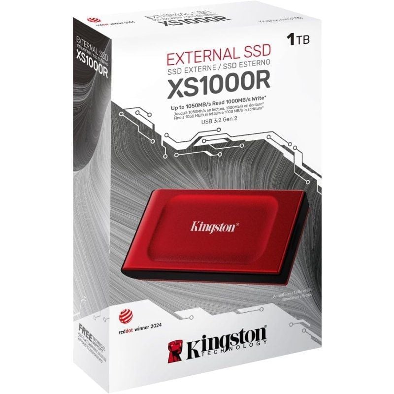 SSD Externo Kingston XS1000 1TB / USB 3.2 / Vermelho