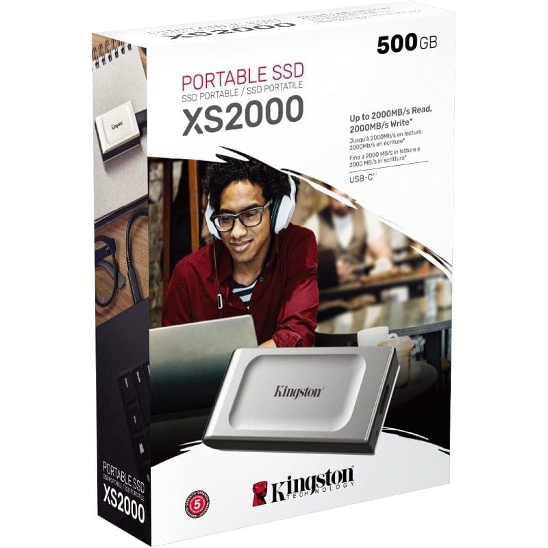 SSD Externo Kingston SXS2000 500GB / USB 3.2 / Prata