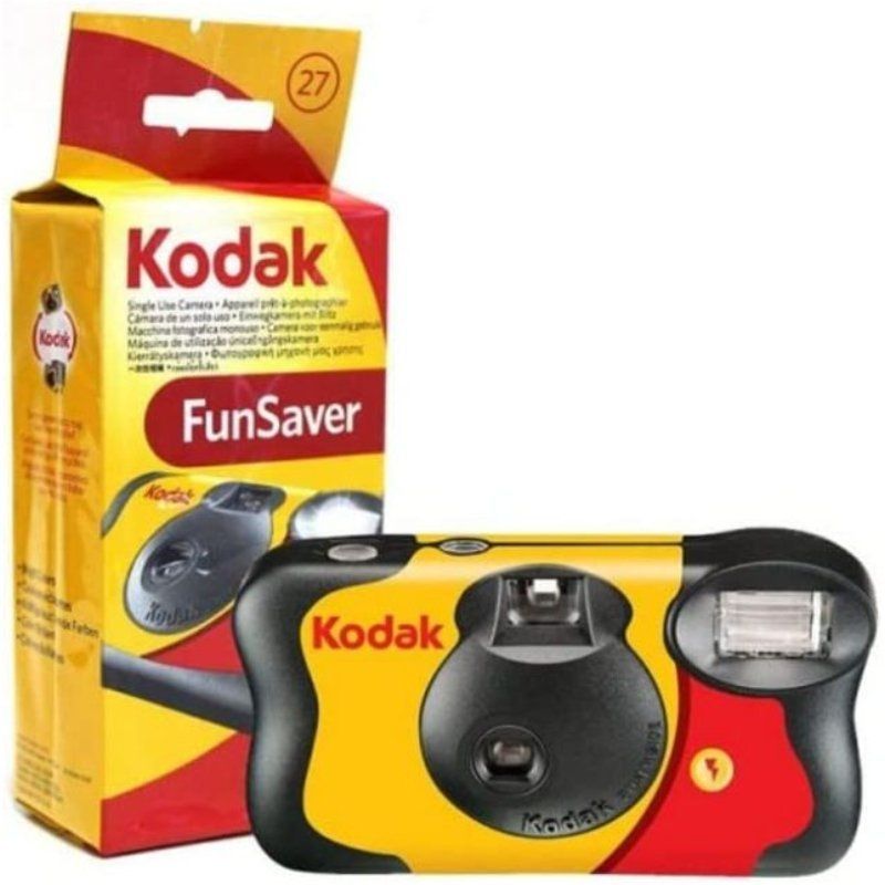 Máquina Fotográfica Descartável Kodak Funsaver 27 / 27 Exposições / Amarelo e Vermelho