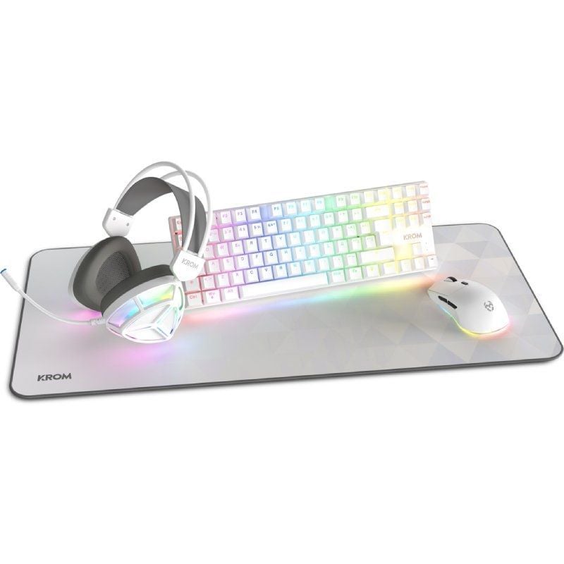 Krom Klass Gaming Pack / Teclado RGB + Rato Ótico RGB + Tapete de Rato RGB + Auricular RGB + Auscul…