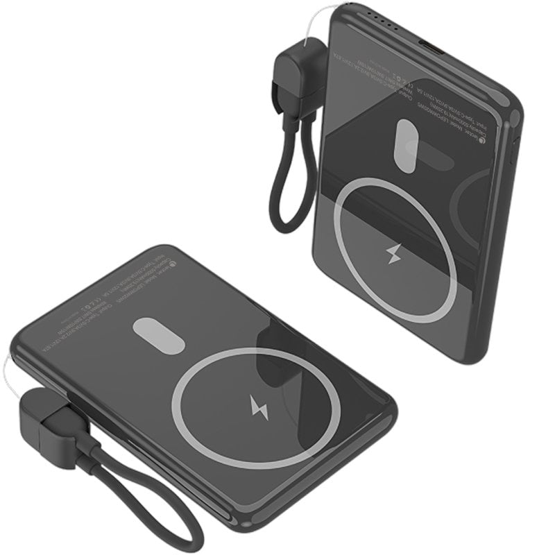 Powerbank 5000mah Leotec LEPOWW20W5K / 20W / sem Fios / Preto / Inclui Cabo USB Tipo C
