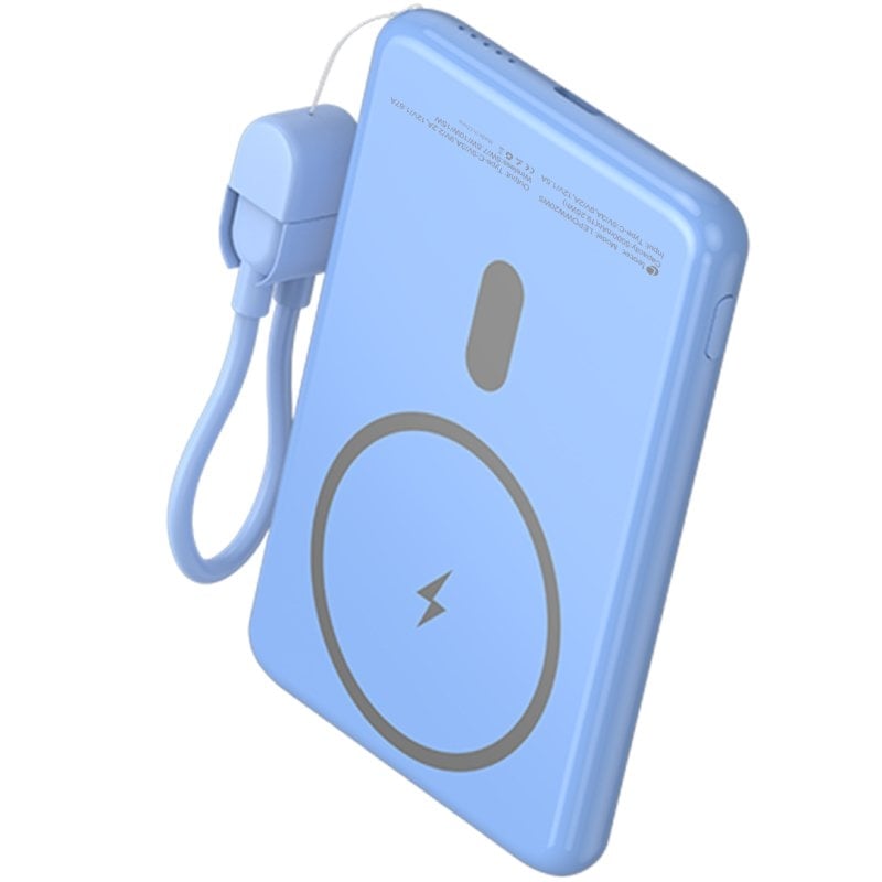 Powerbank 5000mah Leotec LEPOWW20W5B / 20W / sem Fios / Azul / Inclui Cabo USB Tipo C