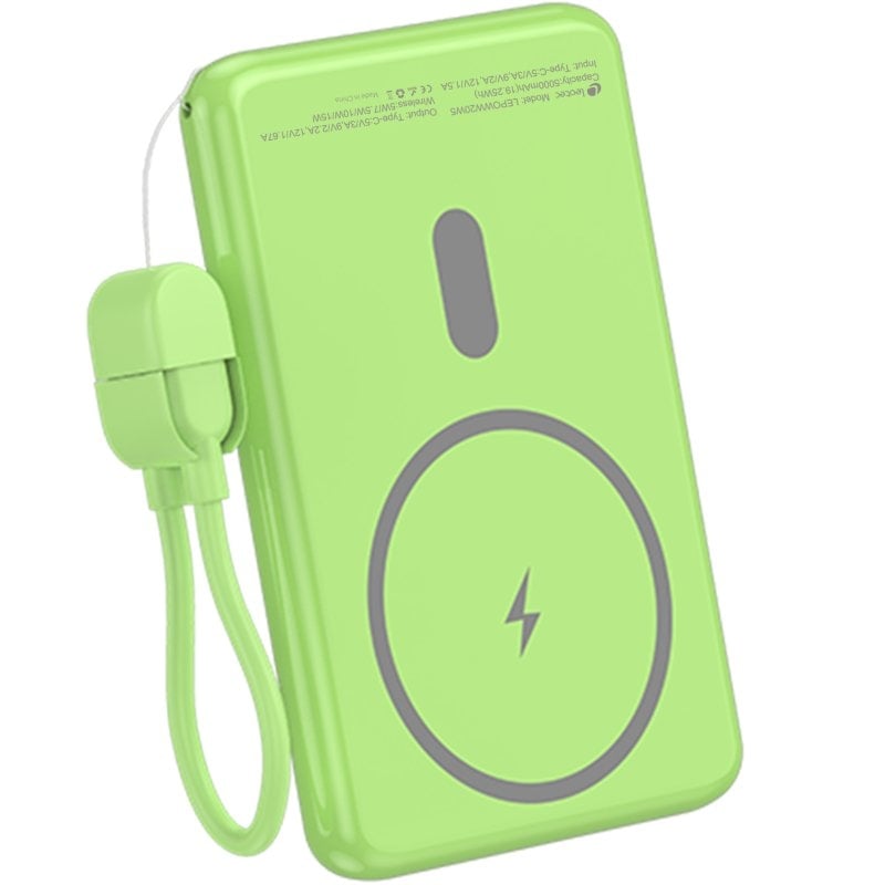 Powerbank 5000mah Leotec LEPOWW20W5G / 20W / sem Fios / Verde / Inclui Cabo USB Tipo C