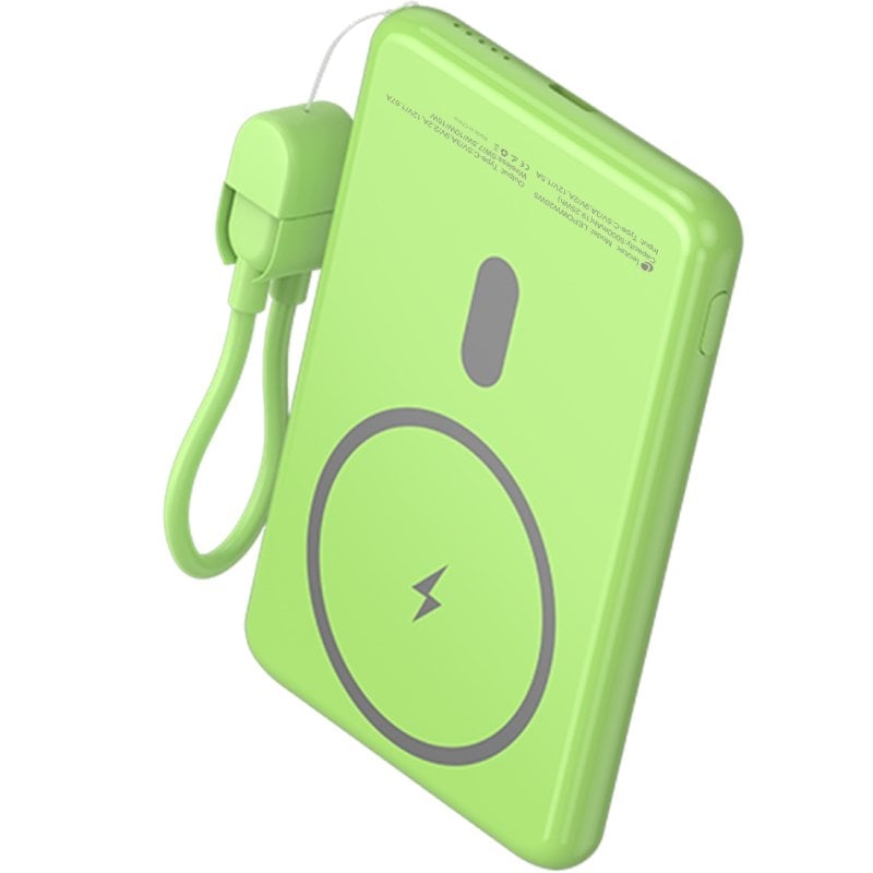 Powerbank 5000mah Leotec LEPOWW20W5G / 20W / sem Fios / Verde / Inclui Cabo USB Tipo C