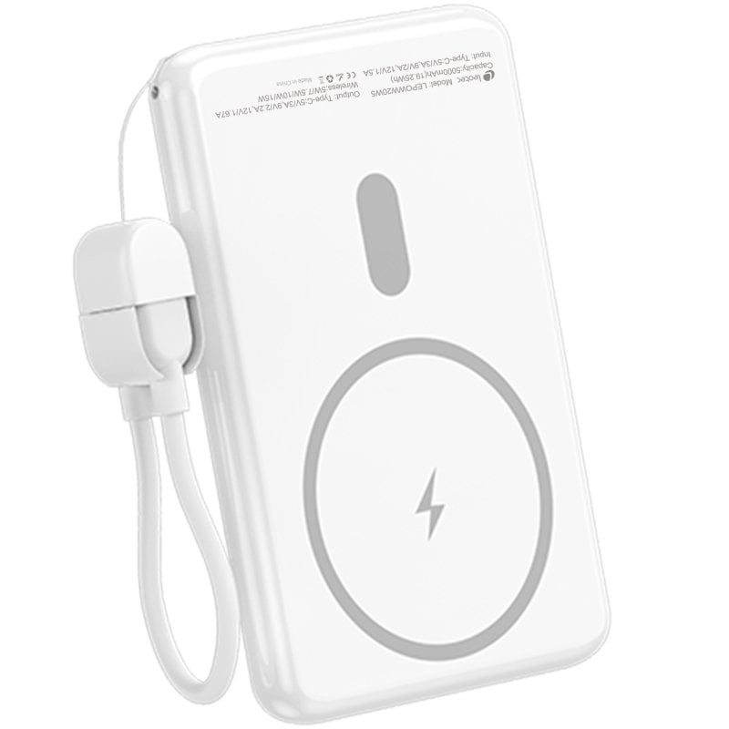 Powerbank 5000mah Leotec LEPOWW20W5W / 20W / sem Fios / Branco / Inclui Cabo USB Tipo C
