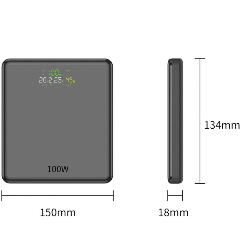 Powerbank 20000mah Leotec LEPOW100W20G / 100W / Cinzento / Inclui Cabo USB Tipo C