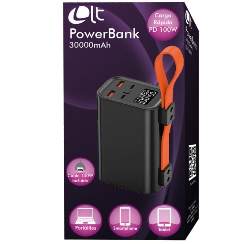 Bateria Externa / Powerbank Leotec Powerbank 30000mah PD / 100W / Compatível com Computadores Portá…