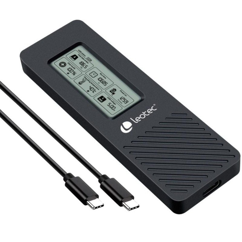 Leotec LEM2EXT01 Caixa Externa para SSD M.2 NVME / USB 3.2 / com Ecrã LCD