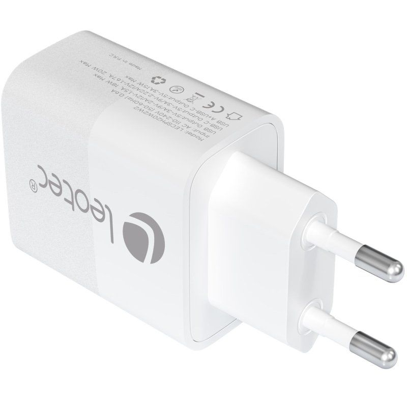 Carregador de Parede Leotec LECSPH20W2W2 / 1xusb Type-c / 1xusb / 20W