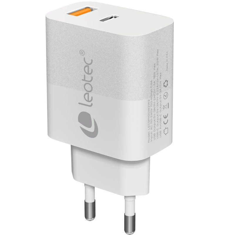 Carregador de Parede Leotec LECSPH20W2W2 / 1xusb Type-c / 1xusb / 20W
