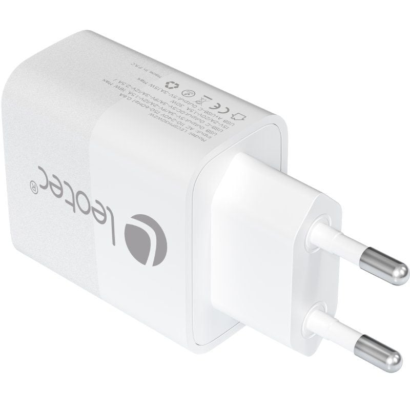 Carregador de Parede Leotec Gan LECSPH30W2W / 1xusb Type-c / 1xusb / 30W