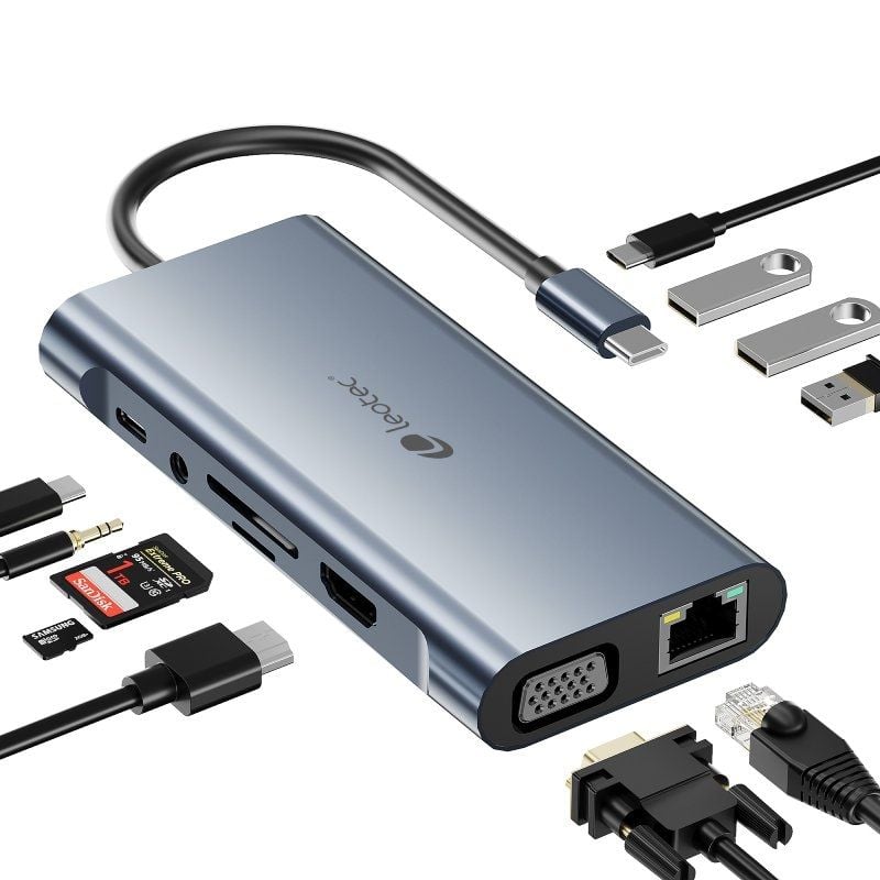 Base de Ligação USB Tipo C Leotec LEDS01 / 3xusb / 2xusb Tipo C / 1xusb Tipo C PD / 1xhdmi 4K / 1xv…
