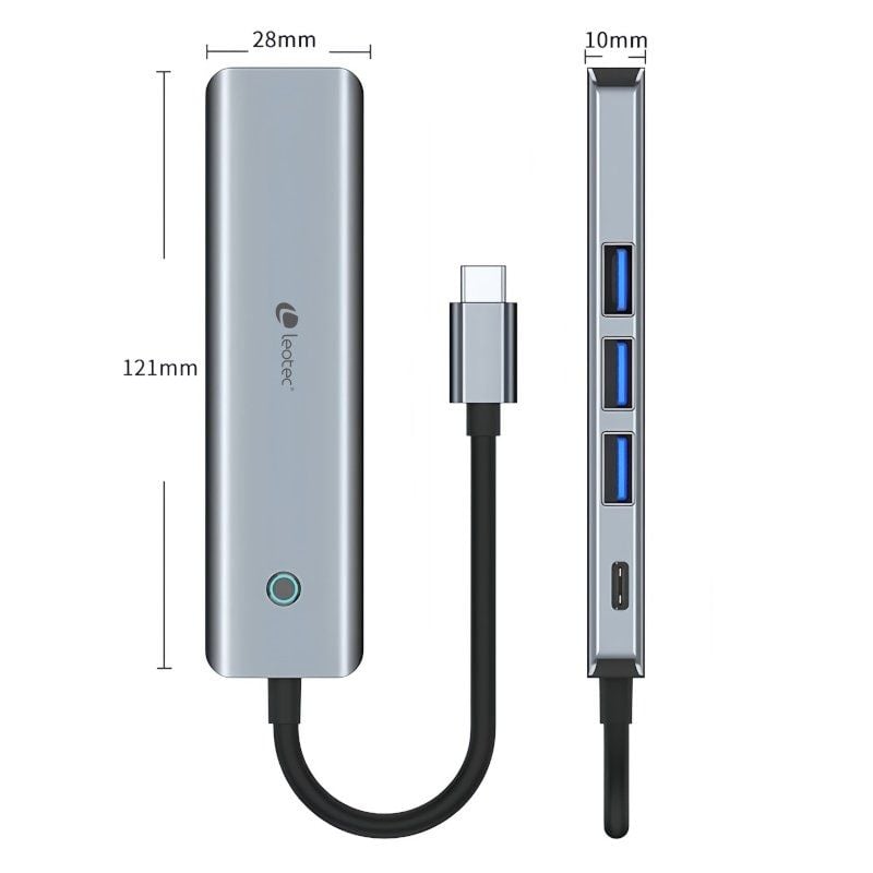 Base de Ligação USB Tipo C Leotec LEDS05 / 3xusb / 1xusb Tipo C PD / 1xhdmi 4K / Cinzento