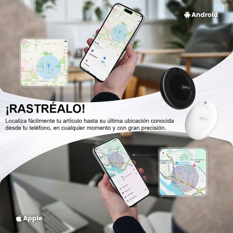 Localizador Duplo Leotec Easytag / Preto / Inclui Um Porta-chaves Castanho