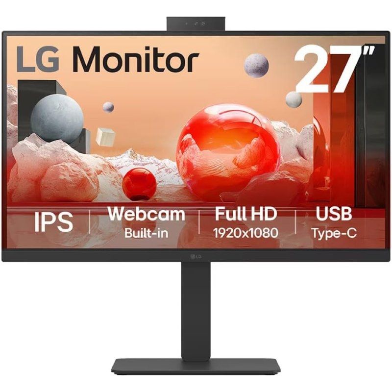 Monitor Profissional LG 27ba850-b 27" / Full HD / Webcam / Multimédia / Ajustável em Altura / Preto