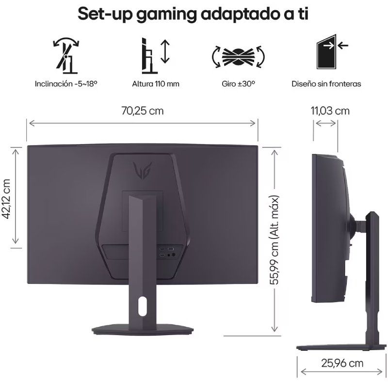 LG Ultragear 32g600a-b 31,5" / QHD / 1ms / 180hz / VA / Altura Ajustável / Preto / Monitor Curvo pa…