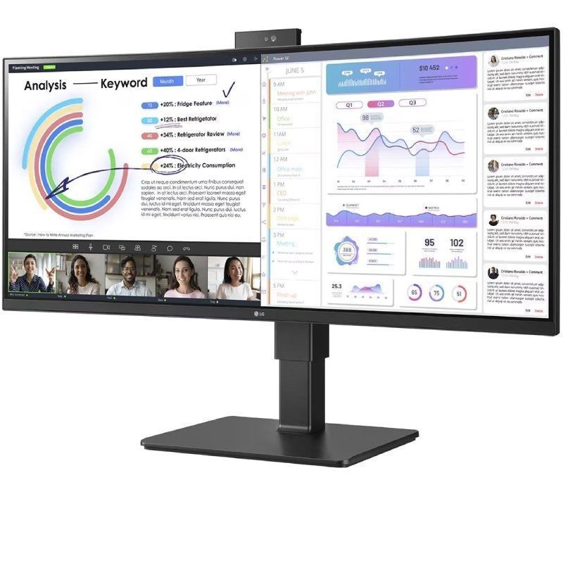 LG 34bq77qc-b 34" / WQHD / Webcam / Multimédia / Ajustável em Altura / Monitor LCD Profissional Ult…