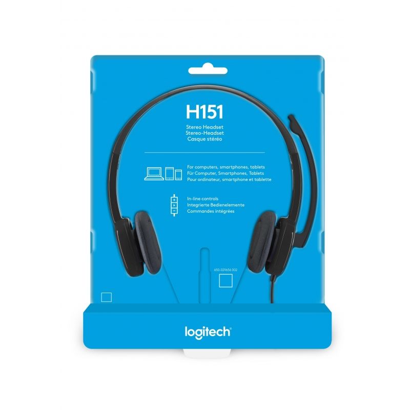 Logitech H151 Auscultadores / com Microfone / Jack 3.5 / Preto