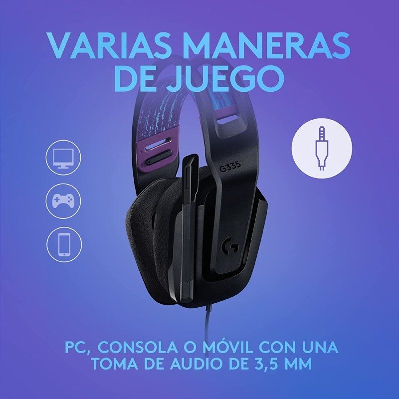 Logitech G335 Auscultadores para Jogos com Microfone / Jack 3.5 / Preto