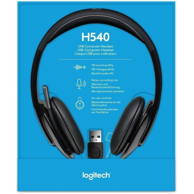 Logitech H540 Auscultadores / Auricular com Microfone / USB / Preto