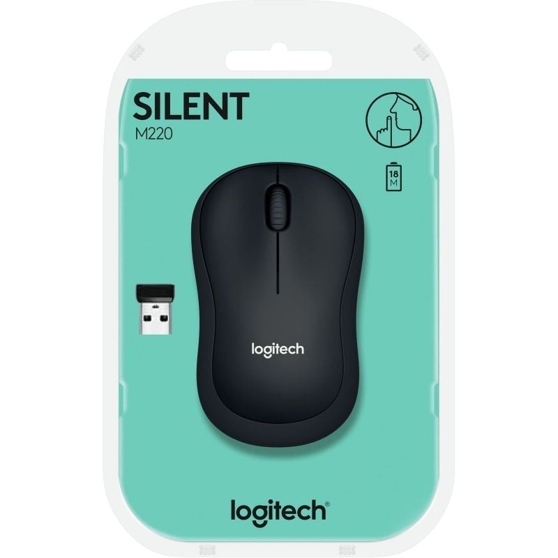 Rato sem Fios Logitech Silent M220 / Até 1000 DPI / Cinzento Carvão