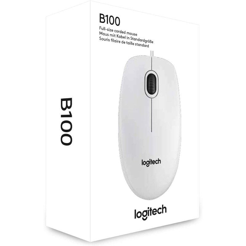 Rato Logitech B100 / Até 800 DPI / Branco