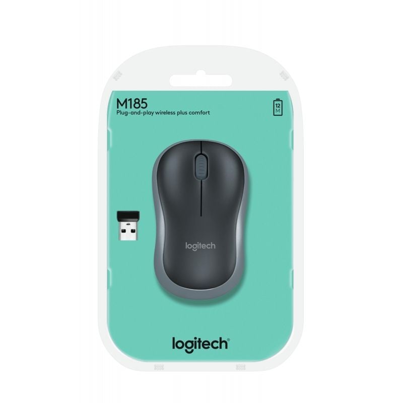 Rato sem Fios Logitech M185 / Até 1000 DPI / Cinzento