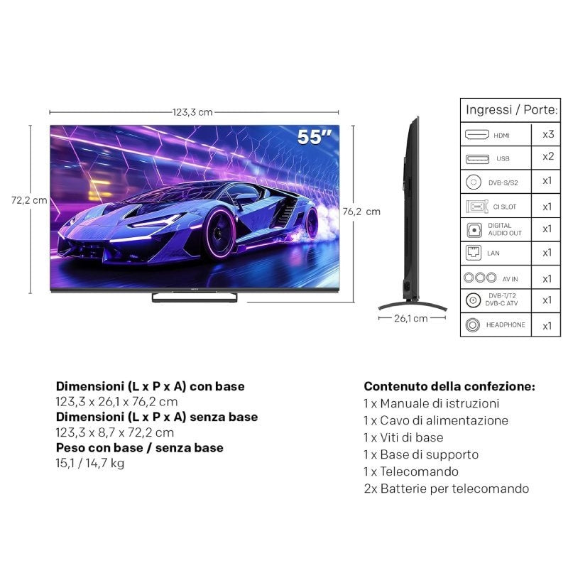 Metz Qled-miniled 55MNE8000Z Televisor de 55" / Ultra HD 4K / Smart TV / Wifi