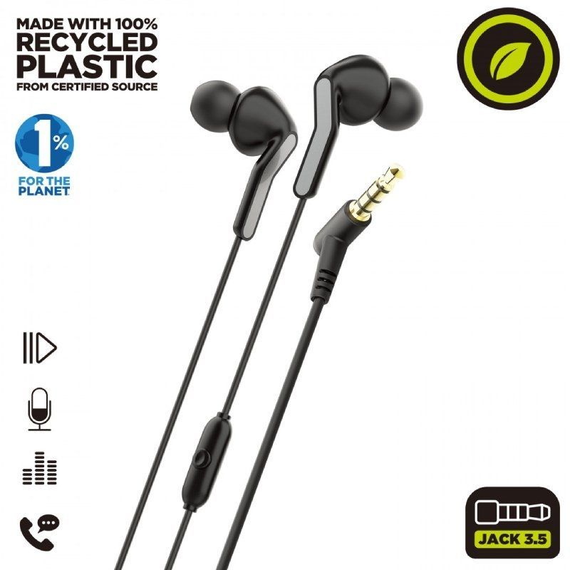 Muvit For Change Auscultadores Intra-auriculares MCHPH0004 / com Microfone / Jack 3.5 / Preto