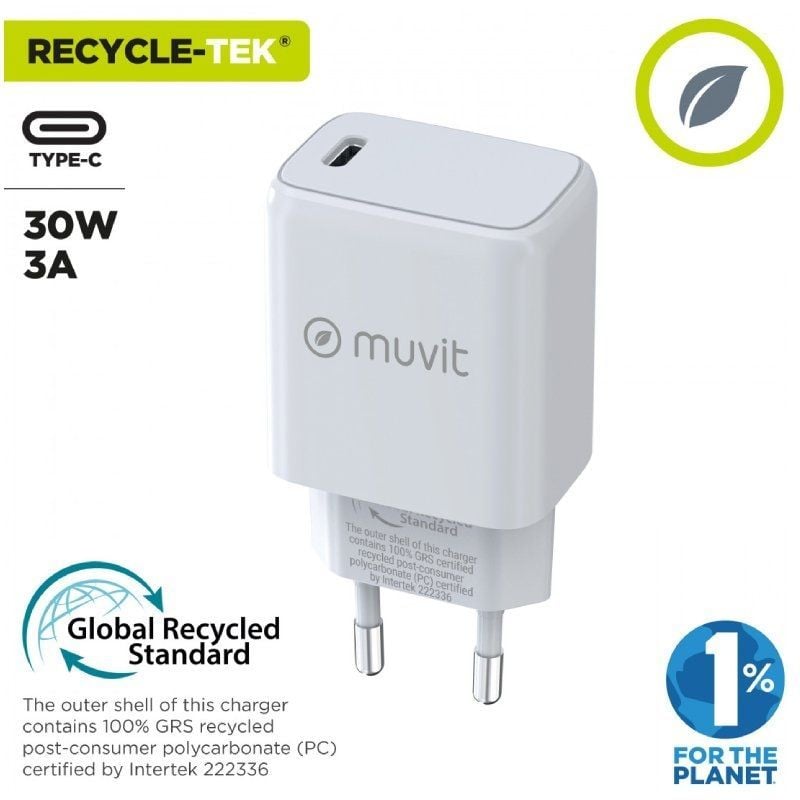 Carregador de Parede Muvit For Change MCACC0014 / 1xusb Type-c / 30W