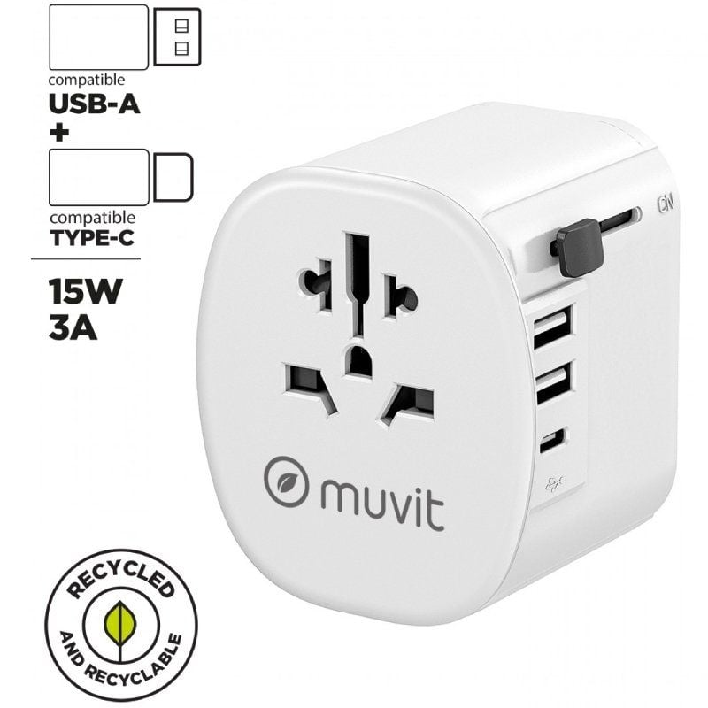 Carregador de Parede Universal Muvit For Change MCADP0006 / Tomada de Alimentação Universal / 1xusb…