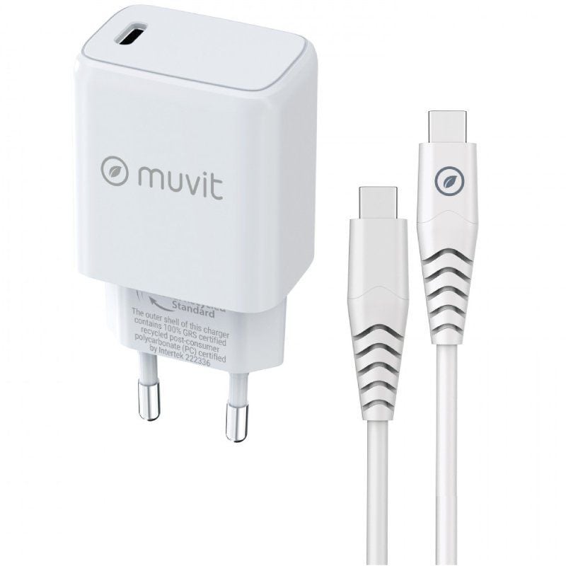 Carregador de Parede Muvit For Change MCPAK0044 / 1xusb Type-c + Cabo USB Type-c / 20W